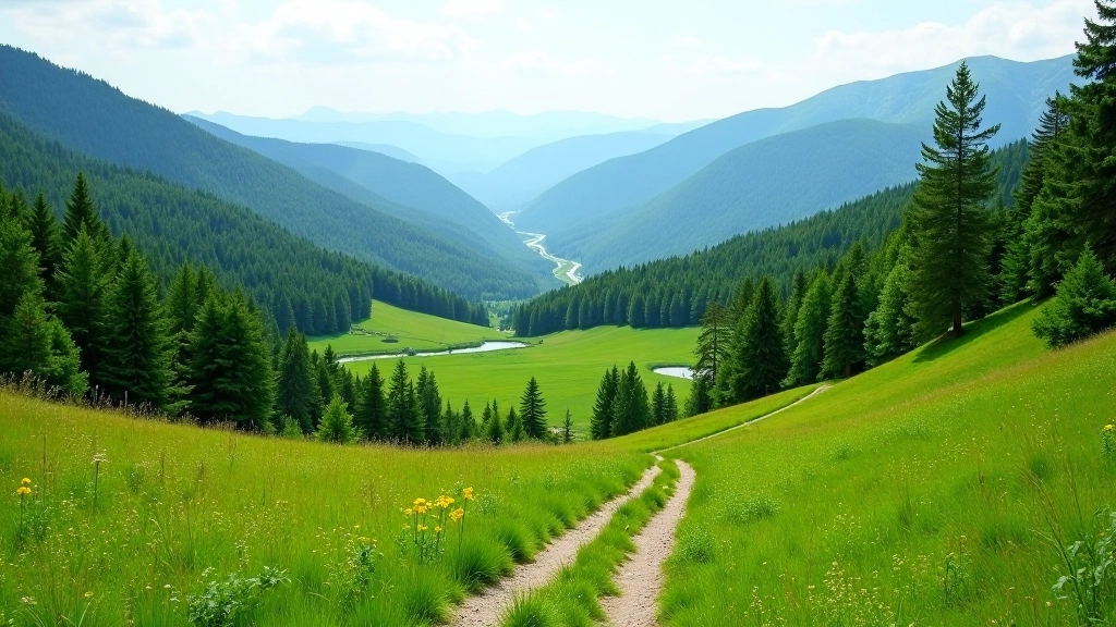 Jeseníky Mountains — malebná krajina s pastvinami a lesními cestami, horský svět